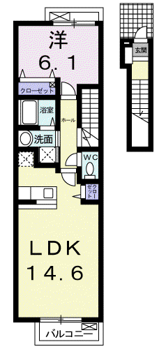グリーンパーク 203(1LDK/2階)の間取り写真