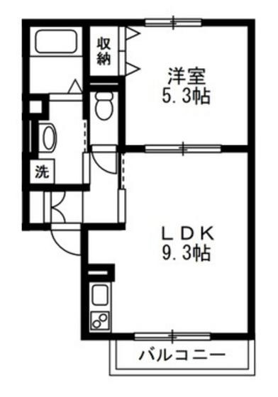 ヴィレッジ ハルミI(1LDK/1階)の間取り写真