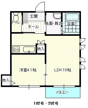 カーサ グローリア(1LDK/2階)の間取り写真