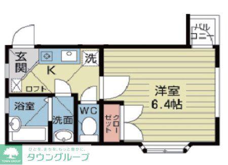 グリシーヌ成城(1K/1階)の間取り写真