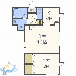 キャピタル神宮(1LDK/2階)の間取り写真