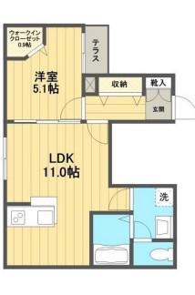 東京メトロ有楽町線 千川駅 徒歩8分 3階建 築12年(1LDK/1階)の間取り写真