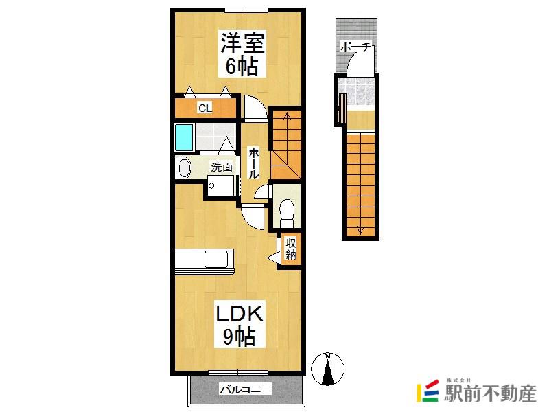 ボンヌ・シャンス一番館(1LDK/2階)の間取り写真