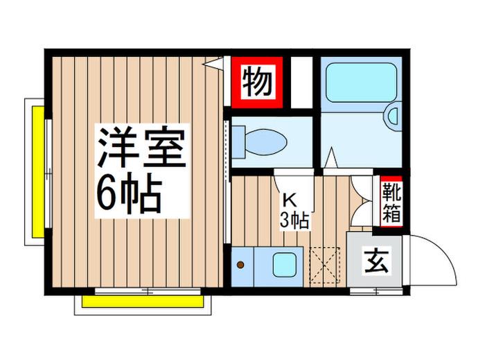 サンシャインヒルズ(1K/1階)の間取り写真