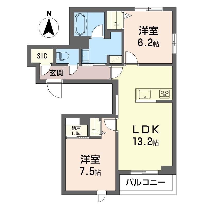 カンパネーヴェ(2SLDK/2階)の間取り写真