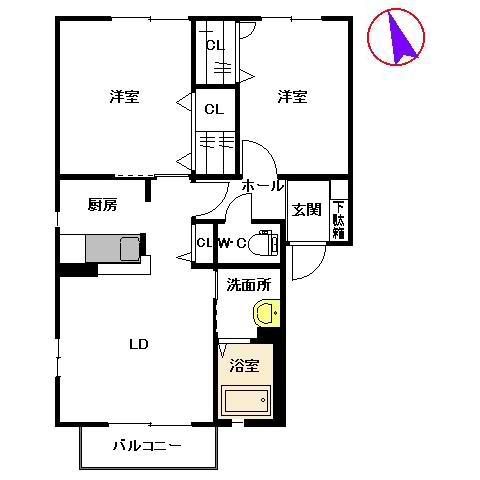グランシャリオ(2LDK/2階)の間取り写真