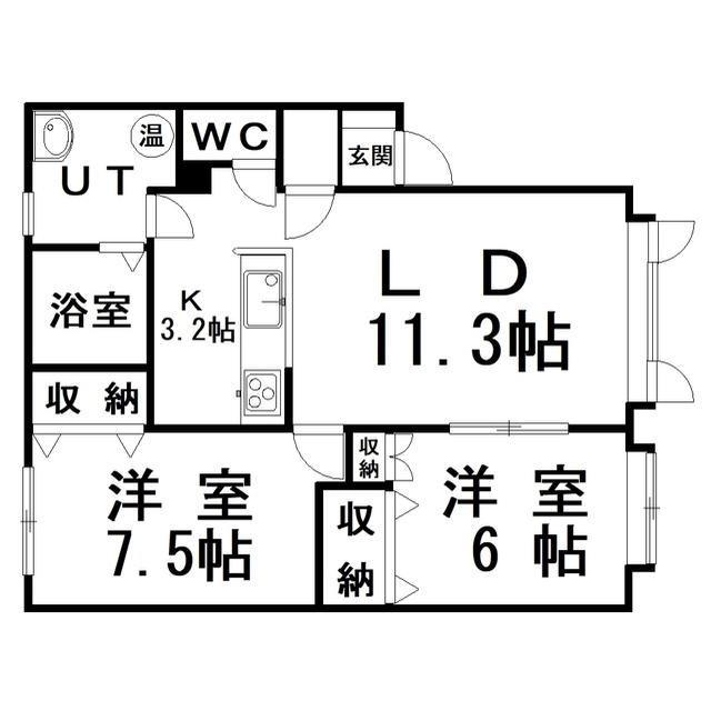 CASA LA.VISTA(2LDK/1階)の間取り写真