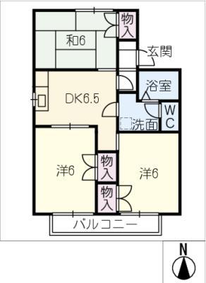 セジュール中町 B(3DK/1階)の間取り写真