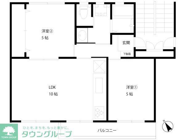 入間黒須団地6号棟(2LDK/1階)の間取り写真