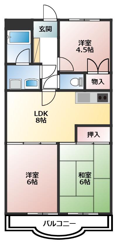 ホワイトイーグル(3LDK/4階)の間取り写真