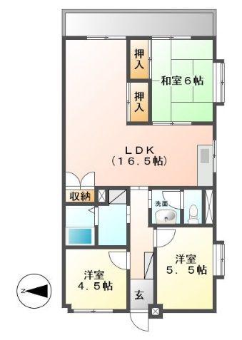 アサヒパレス庄内(3LDK/3階)の間取り写真