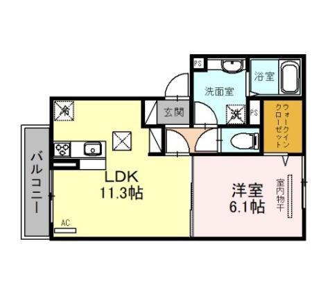 シャルムソフィアII(1LDK/3階)の間取り写真