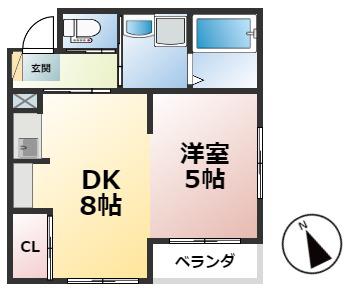グランツS・K(1DK/1階)の間取り写真