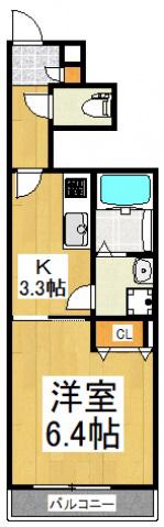 ベルシティ南街(1K/1階)の間取り写真