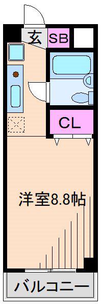 クラージュ等々力(ワンルーム/2階)の間取り写真