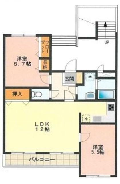 グランシャリオ片倉B(2LDK/1階)の間取り写真