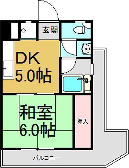 メゾンKARI(1DK/5階)の間取り写真