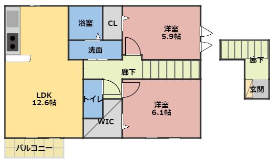 ジョリ シャンブル(2LDK/2階)の間取り写真