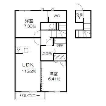 ブラウンピール(2LDK/2階)の間取り写真