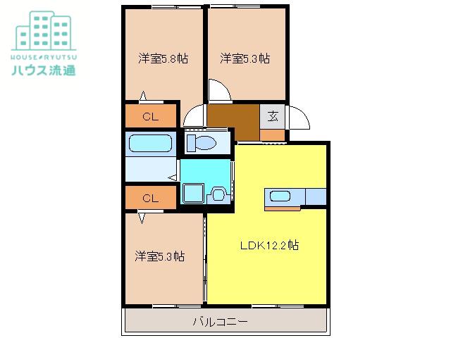 ファミールSHOW(3LDK/3階)の間取り写真