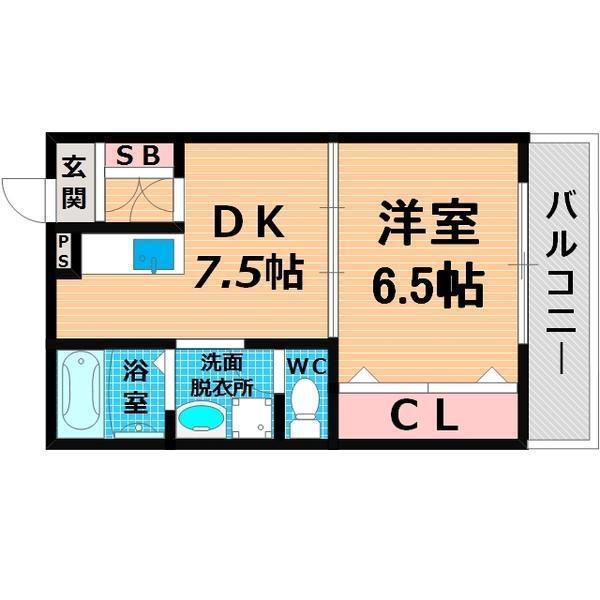 三福ロイヤルマンション(1DK/2階)の間取り写真