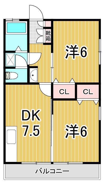 コーポオオゴ E(2DK/1階)の間取り写真