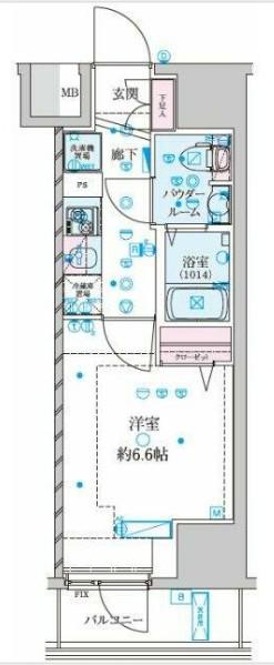 GENOVIA草加(1K/5階)の間取り写真