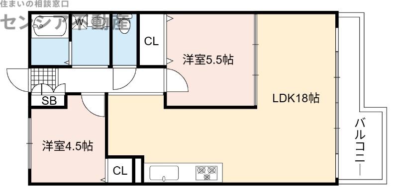 深江橋第2コーポ(2LDK/11階)の間取り写真