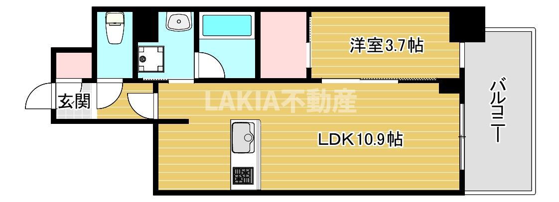 RJRプレシア南堀江(1LDK/12階)の間取り写真