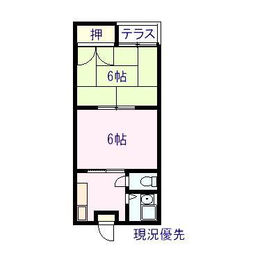 ワイズコテイジ(2K/1階)の間取り写真