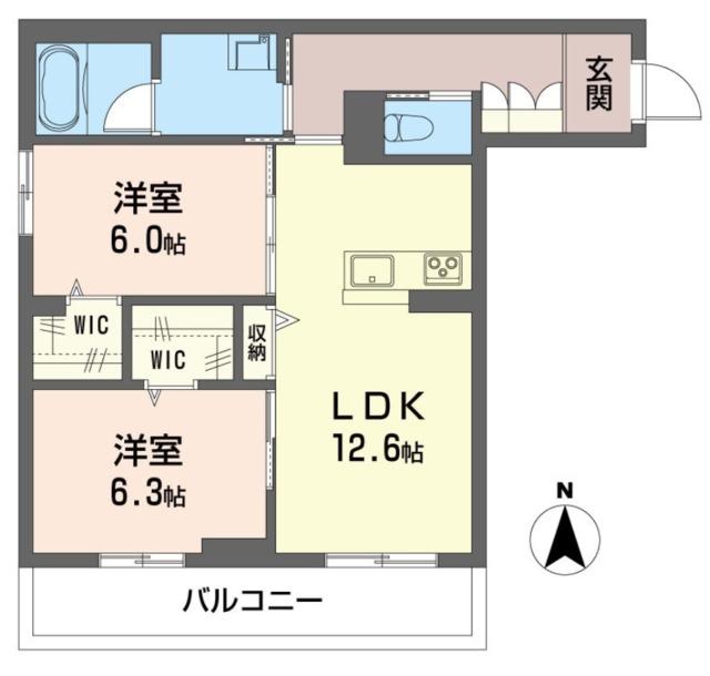 クリスターロ(2LDK/2階)の間取り写真