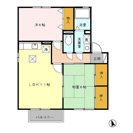 サンタビレッジC(2LDK/1階)の間取り写真