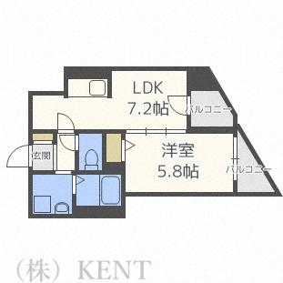 レジェンドコート琴似(1LDK/3階)の間取り写真