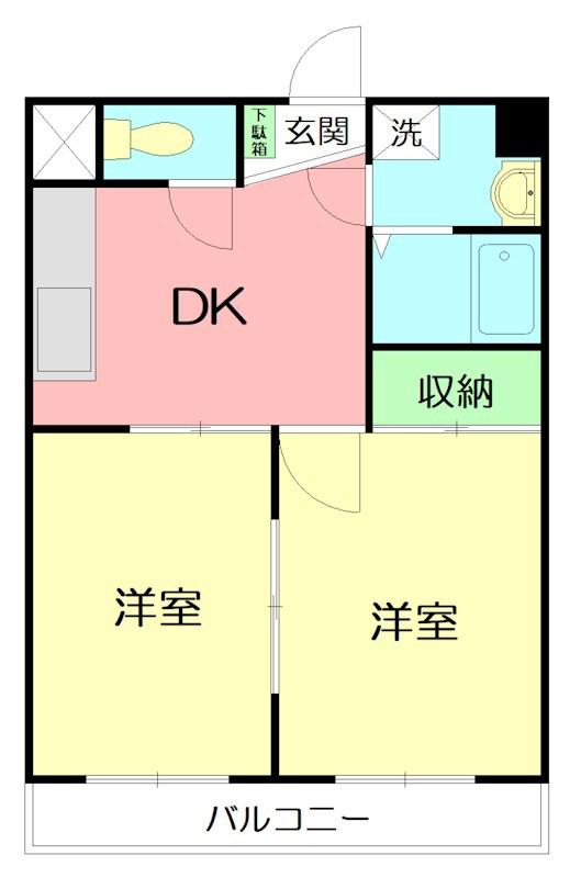 ハイツ綾瀬(2DK/2階)の間取り写真