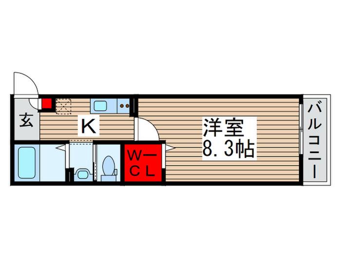 シュクル南柏(1K/2階)の間取り写真