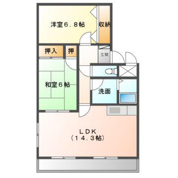 ハイツヒロ(2LDK/2階)の間取り写真