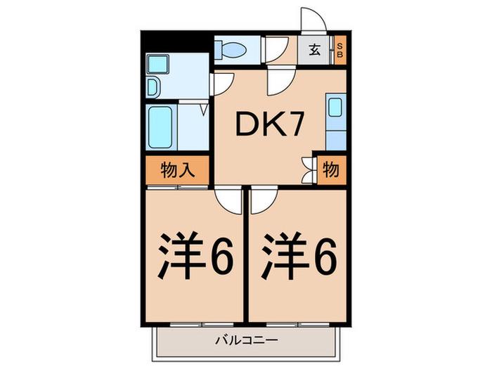 パラッツオ碑文谷(2DK/3階)の間取り写真