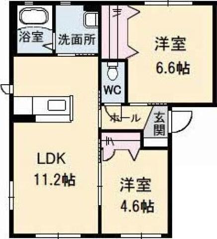シャーメゾンプランドールA棟(2LDK/1階)の間取り写真