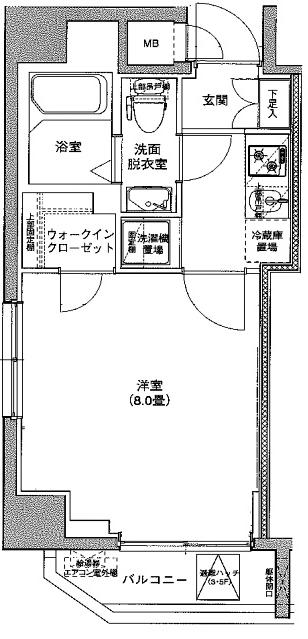 アイル東京スカイツリーⅢ(1K/5階)の間取り写真