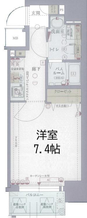 リンクス大阪城サウスレジデンス(1K/7階)の間取り写真