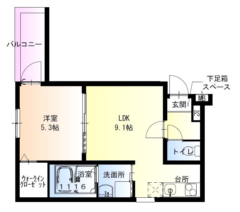 フジパレス春木駅北Ⅰ番館(1LDK/3階)の間取り写真