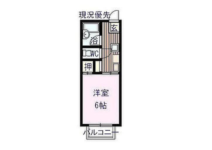 シャローム土生A・B(1K/1階)の間取り写真