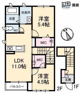 ポートタウン D棟(2LDK/2階)の間取り写真