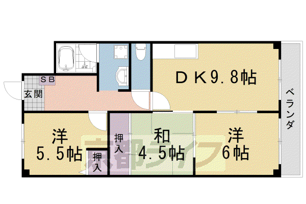 ロイヤルハイツ高塚II (3DK/2階)の間取り写真