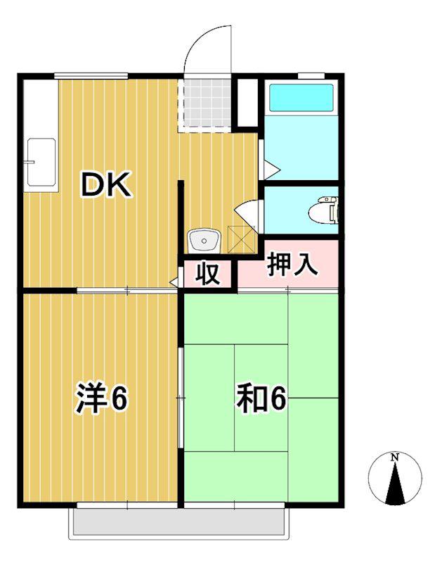 コーポミナミB(2DK/2階)の間取り写真