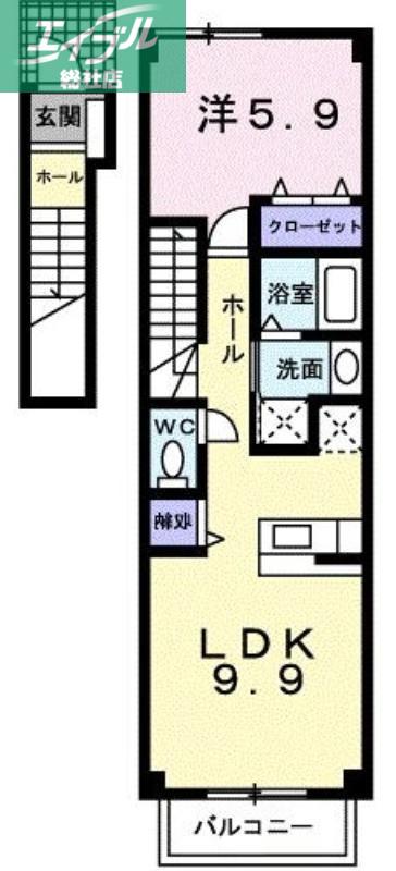 パーク・アヴェニューB(1LDK/2階)の間取り写真