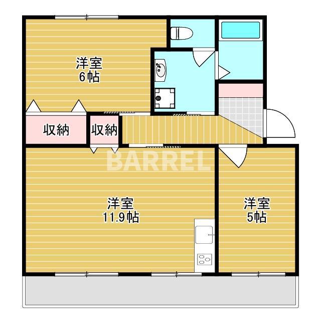 コーポ加島PART.IB棟(2LDK/4階)の間取り写真