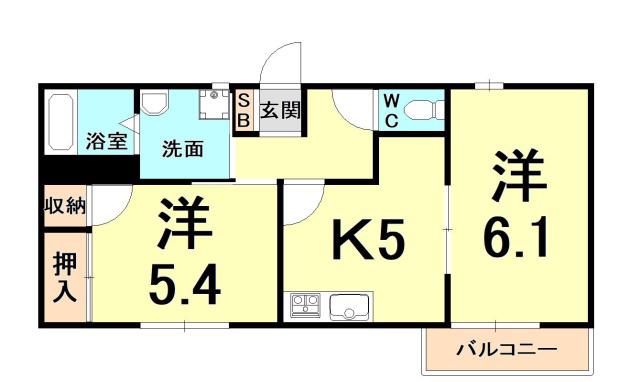 ドミール大森A・B・C(2K/1階)の間取り写真