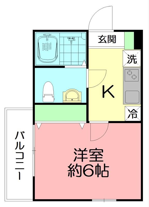 ロジュマン東海大学前(1K/1階)の間取り写真