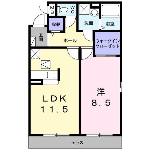 グレイス・シェーネ(1LDK/1階)の間取り写真